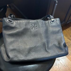 Tory Burch Black Pebbled Leather Shoulder Bag
